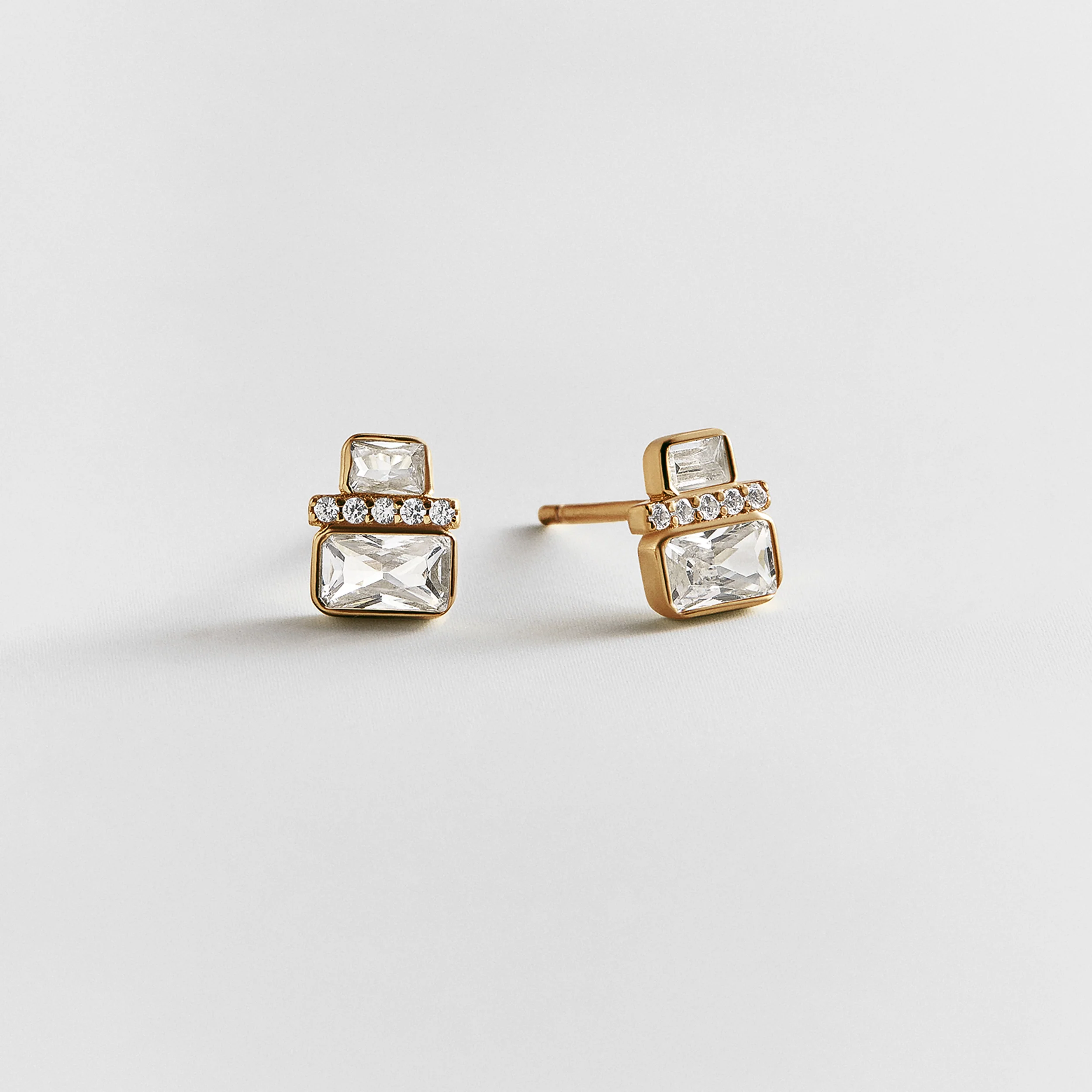 Betty 14K Gold Crystal Stud Earrings