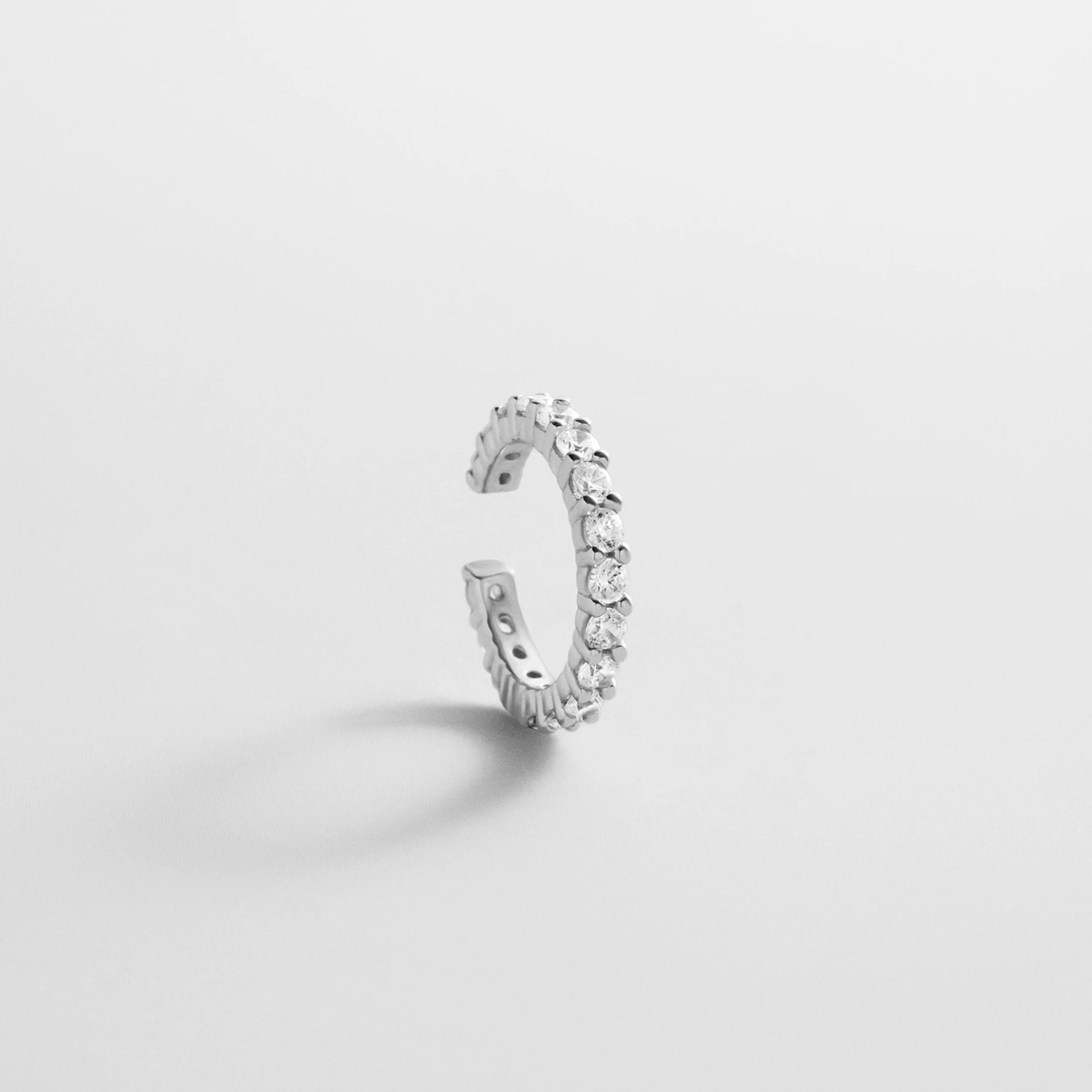 Leidy Sterling Silver Ear Cuff - Silver/Pavé