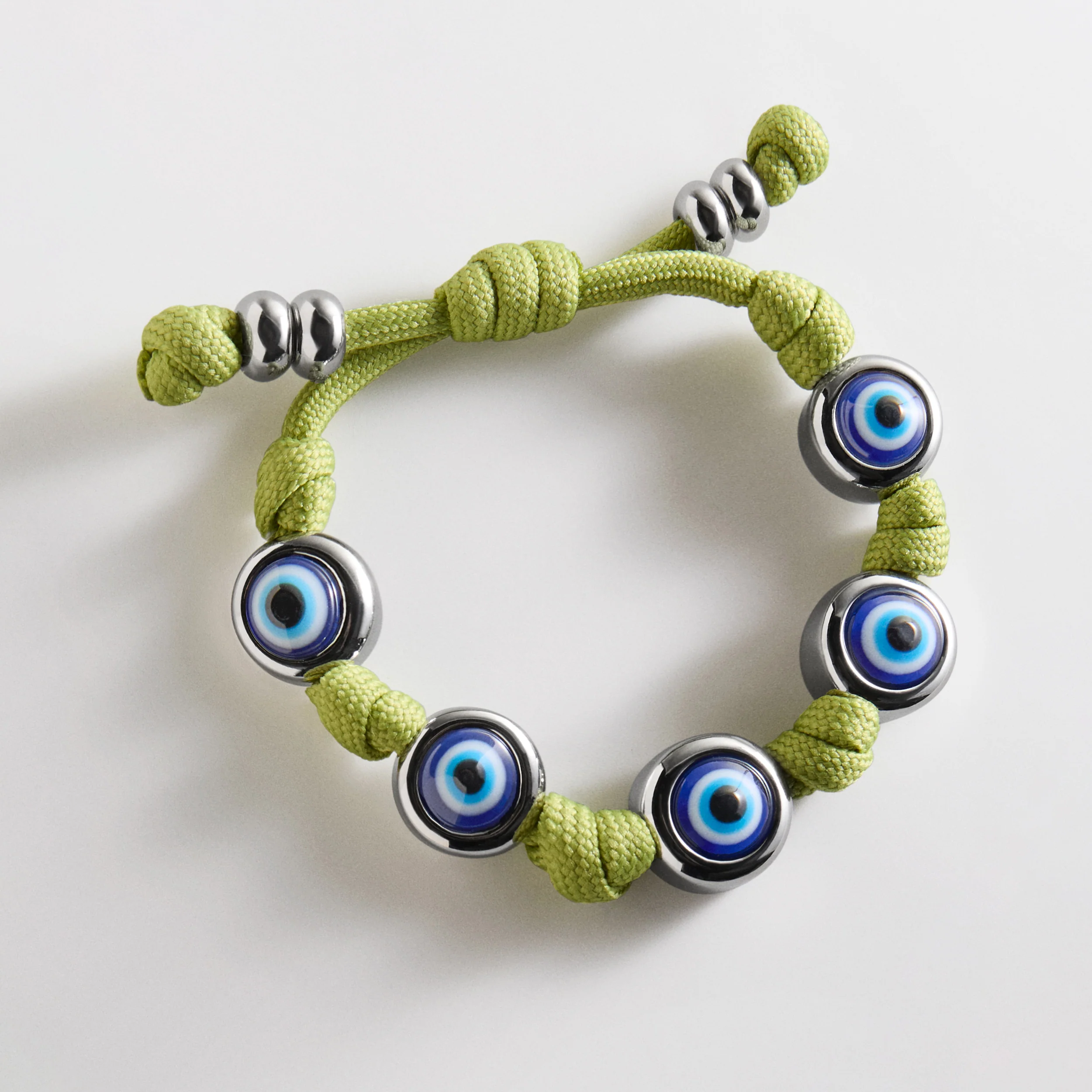 Eyes Open Evil Eye Paracord Bracelet  - Olive Green