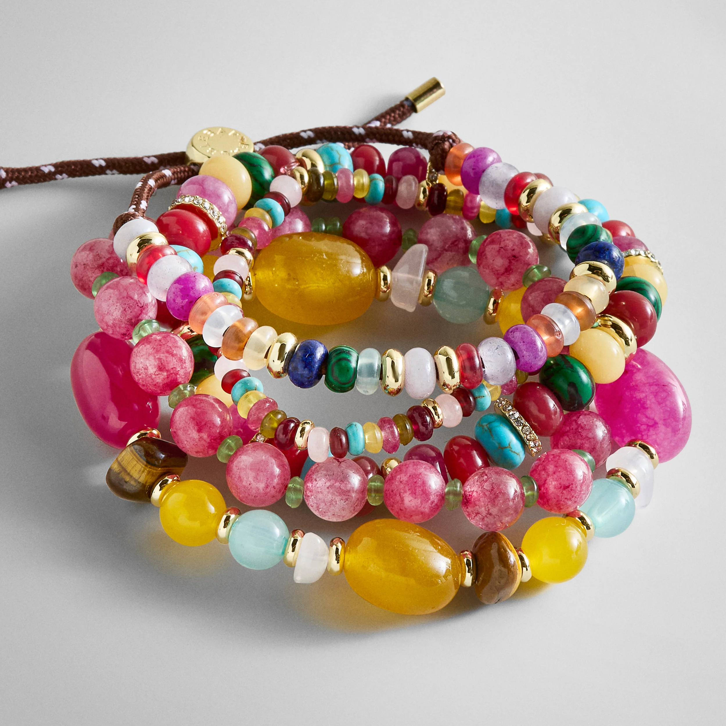 Darcy Semi-Precious Beaded Bracelet Set - Burgundy Multi
