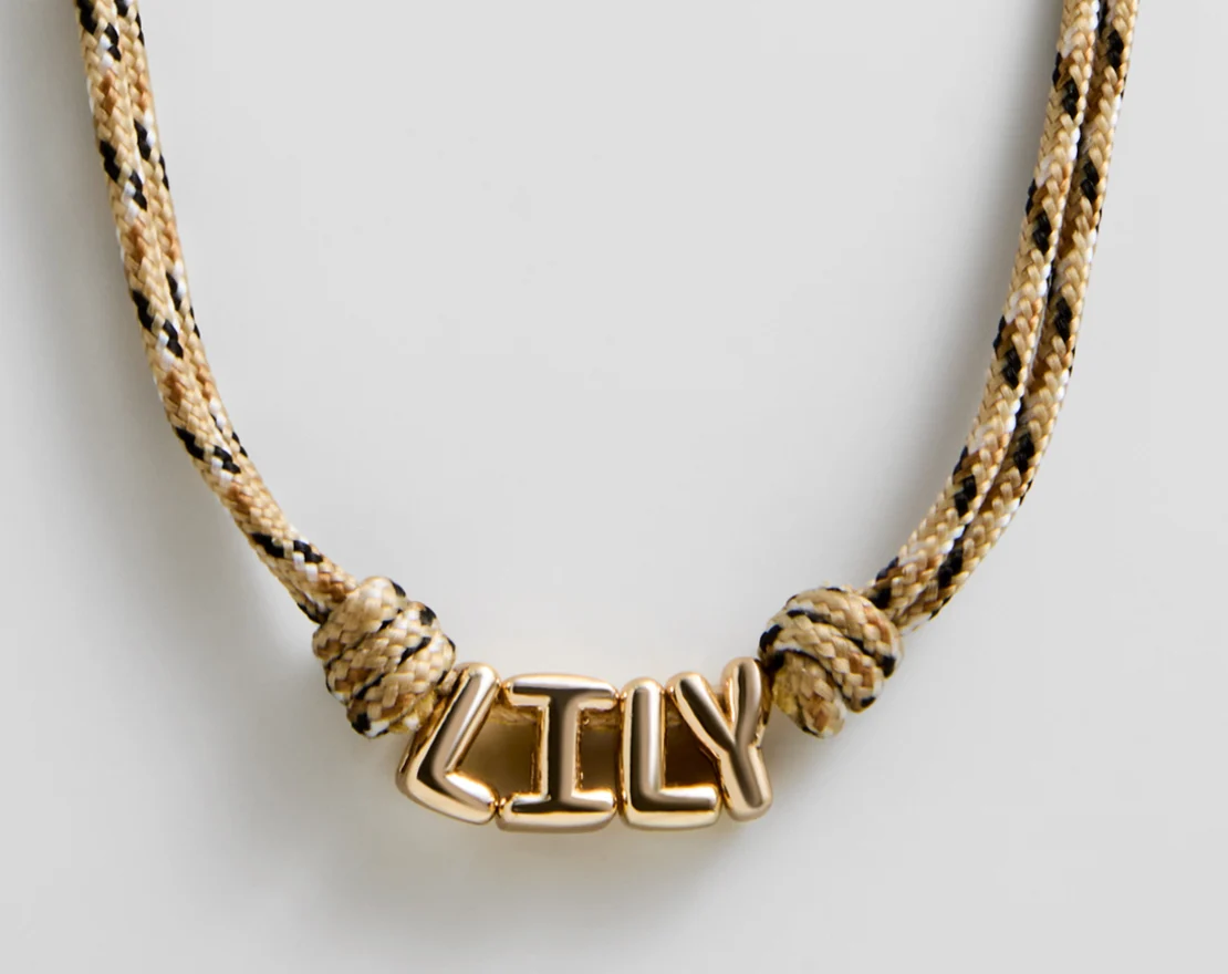 Bubble Letter Custom Paracord Necklace - Taupe/Brown