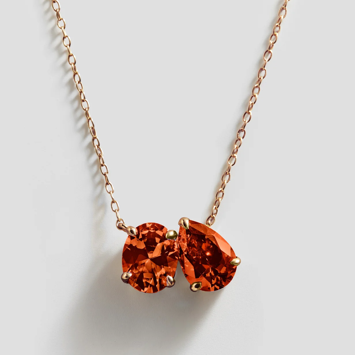 Toi et Moi 14K Gold Custom Birthstone Necklace - Oval & Pear
