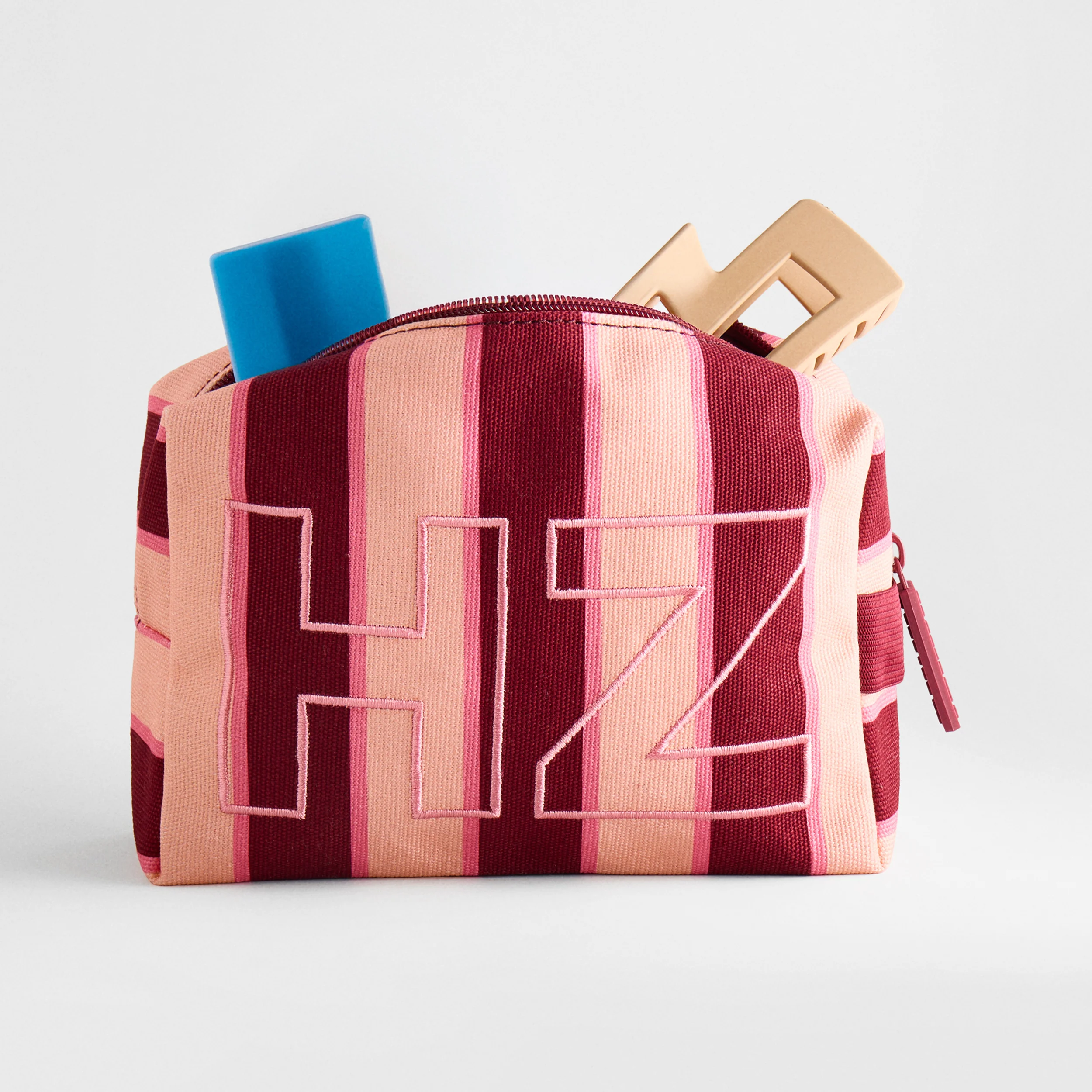 Striped Take It Away Custom Storage Pouch - Currant
