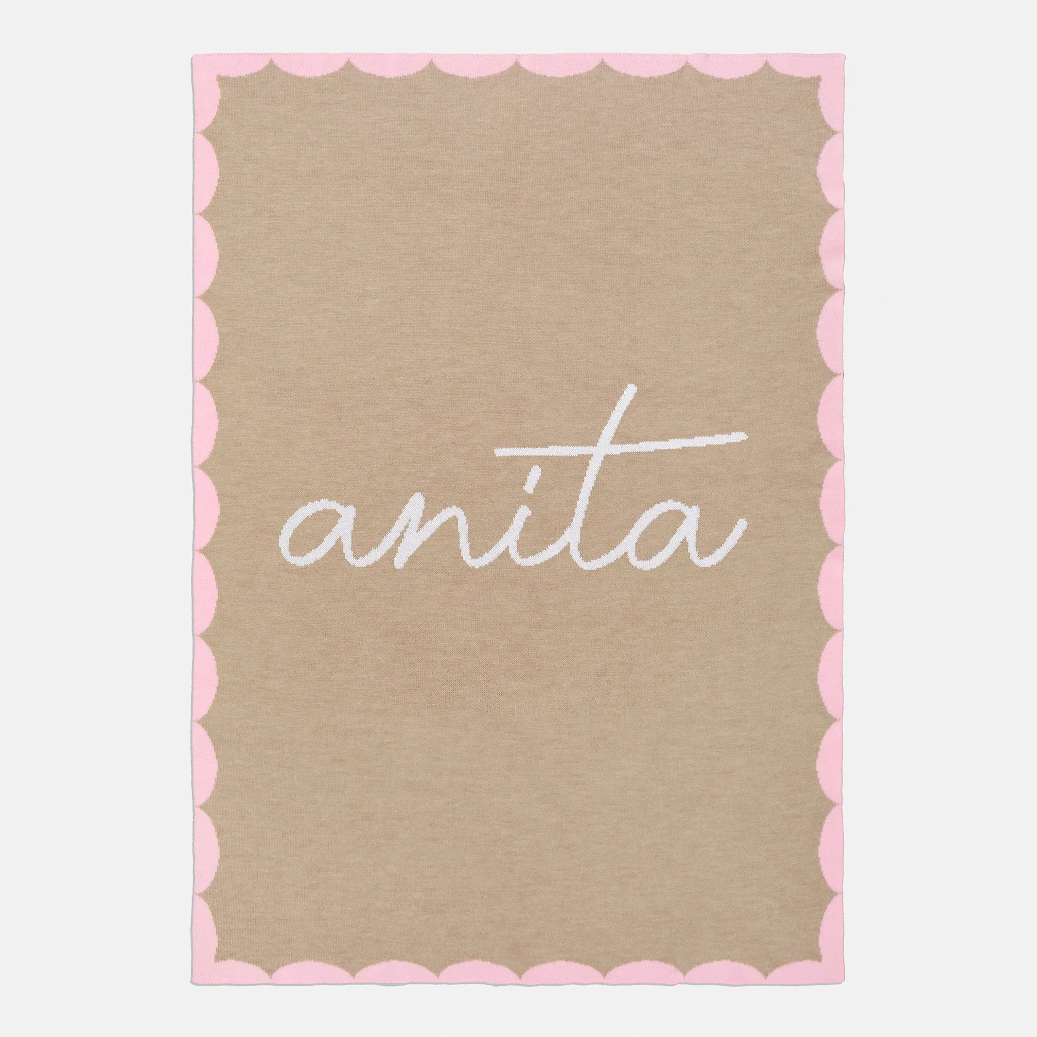Subtly Scalloped Kids' Custom Blanket - Tan/Pink