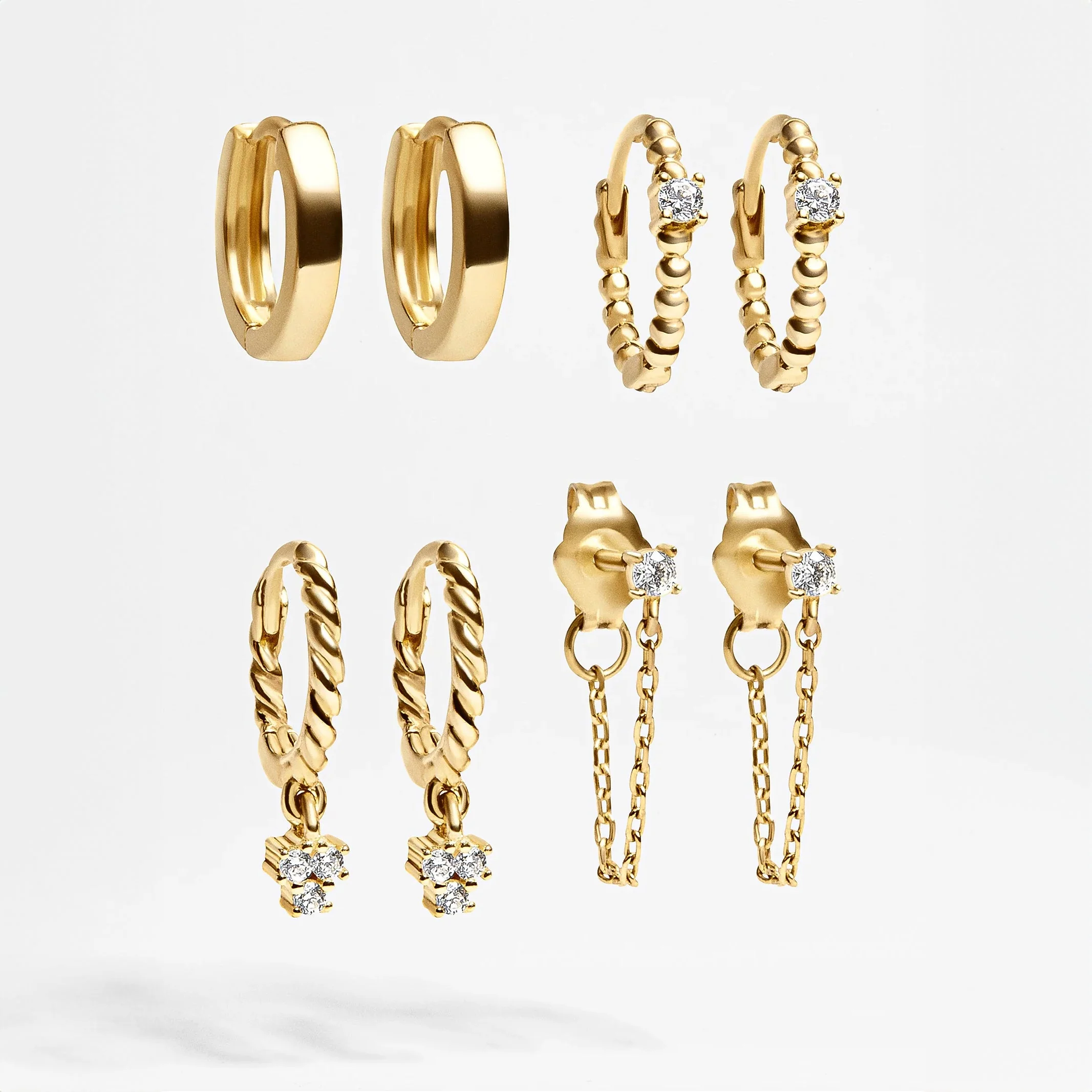 Luna 14K Gold Earring Set - Luna 18K Gold Earring Set