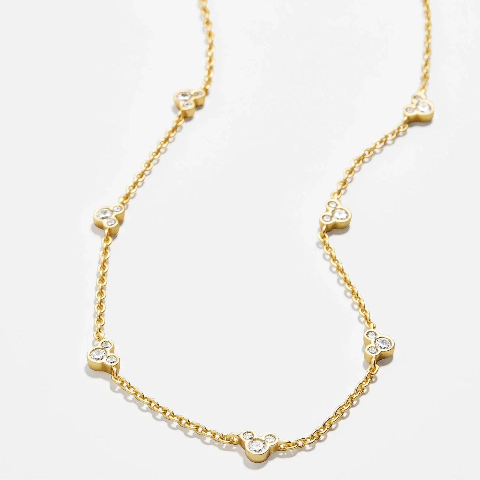 Mickey Mouse Outline 18K Gold Plated Sterling Silver Necklace - Gold/Pavé