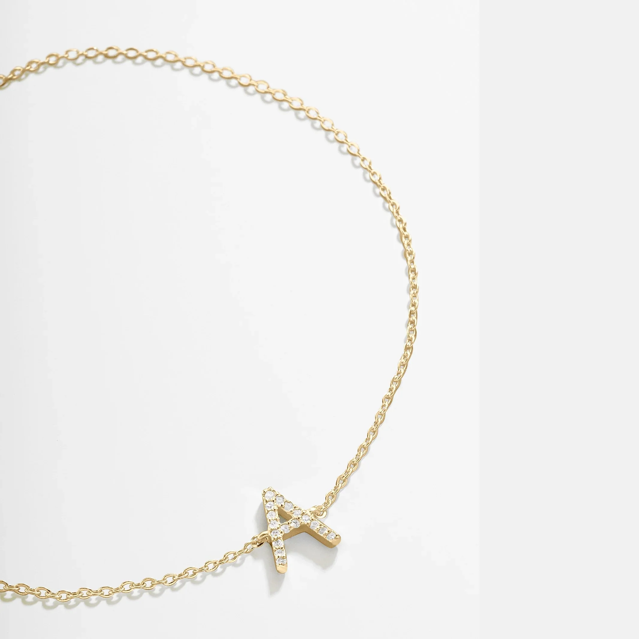 14K Gold & Diamond Initial Bracelet - Gold/Pavé