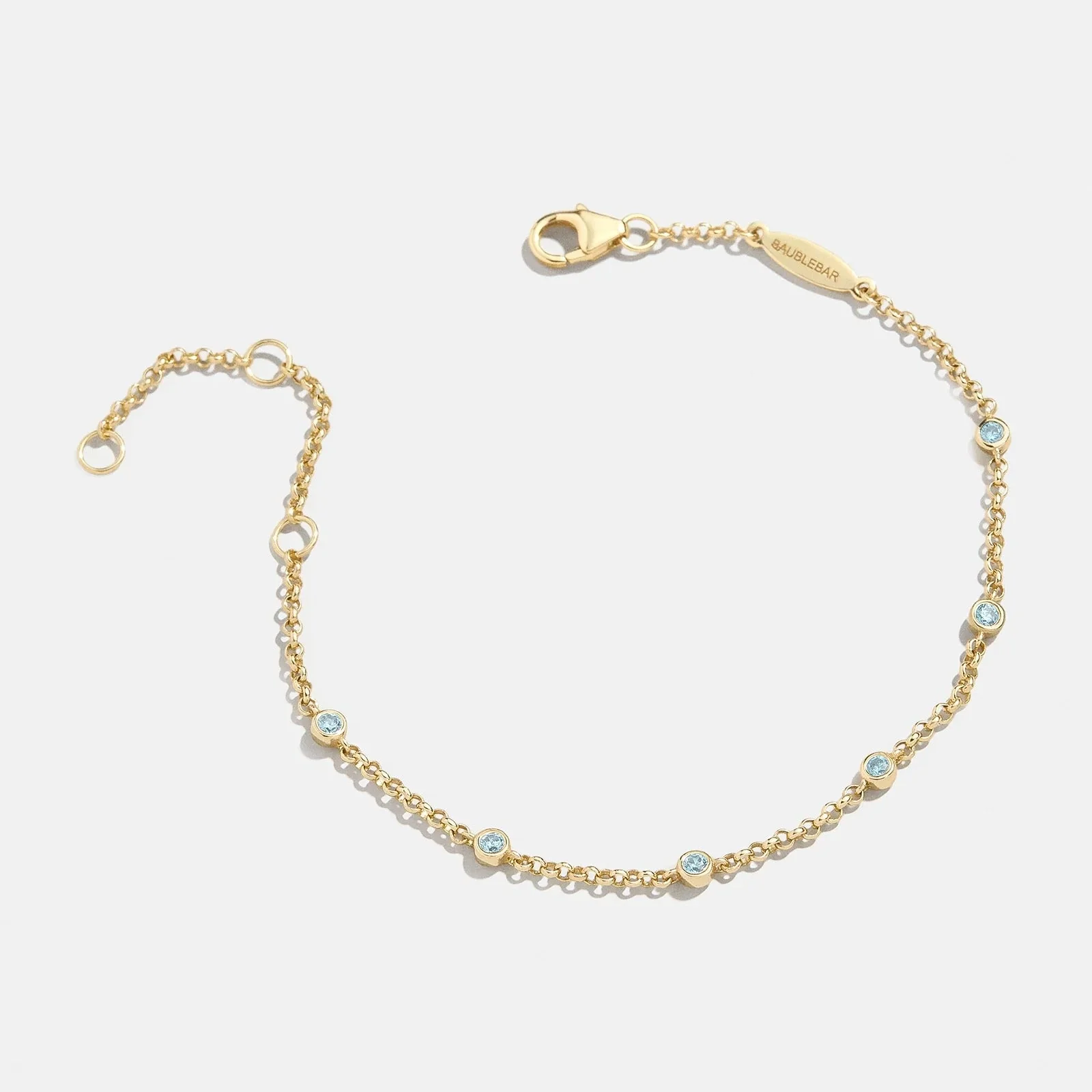 Yasmine 18K Gold Birthstone Bracelet - Aquamarine