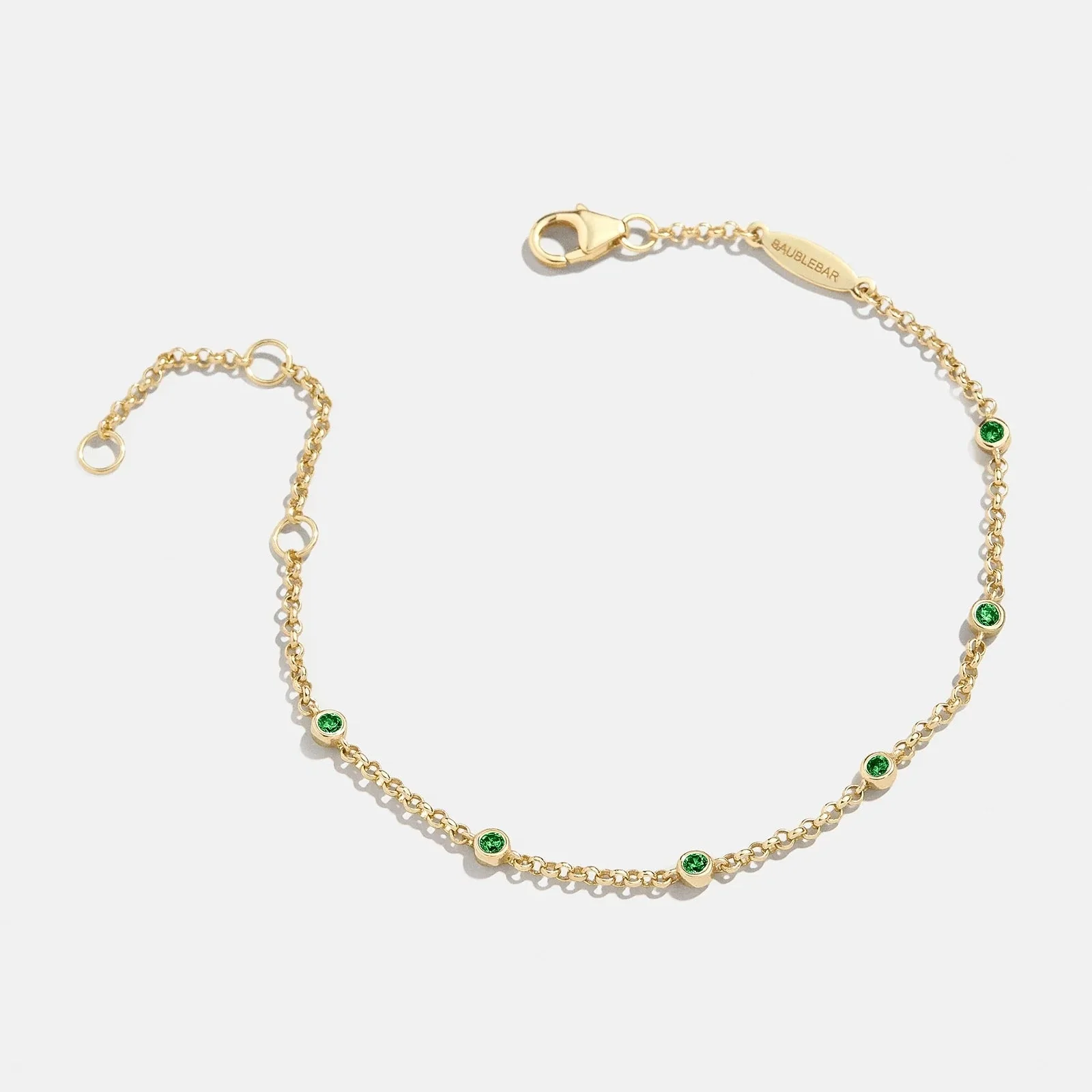 Yasmine 18K Gold Birthstone Bracelet - Emerald