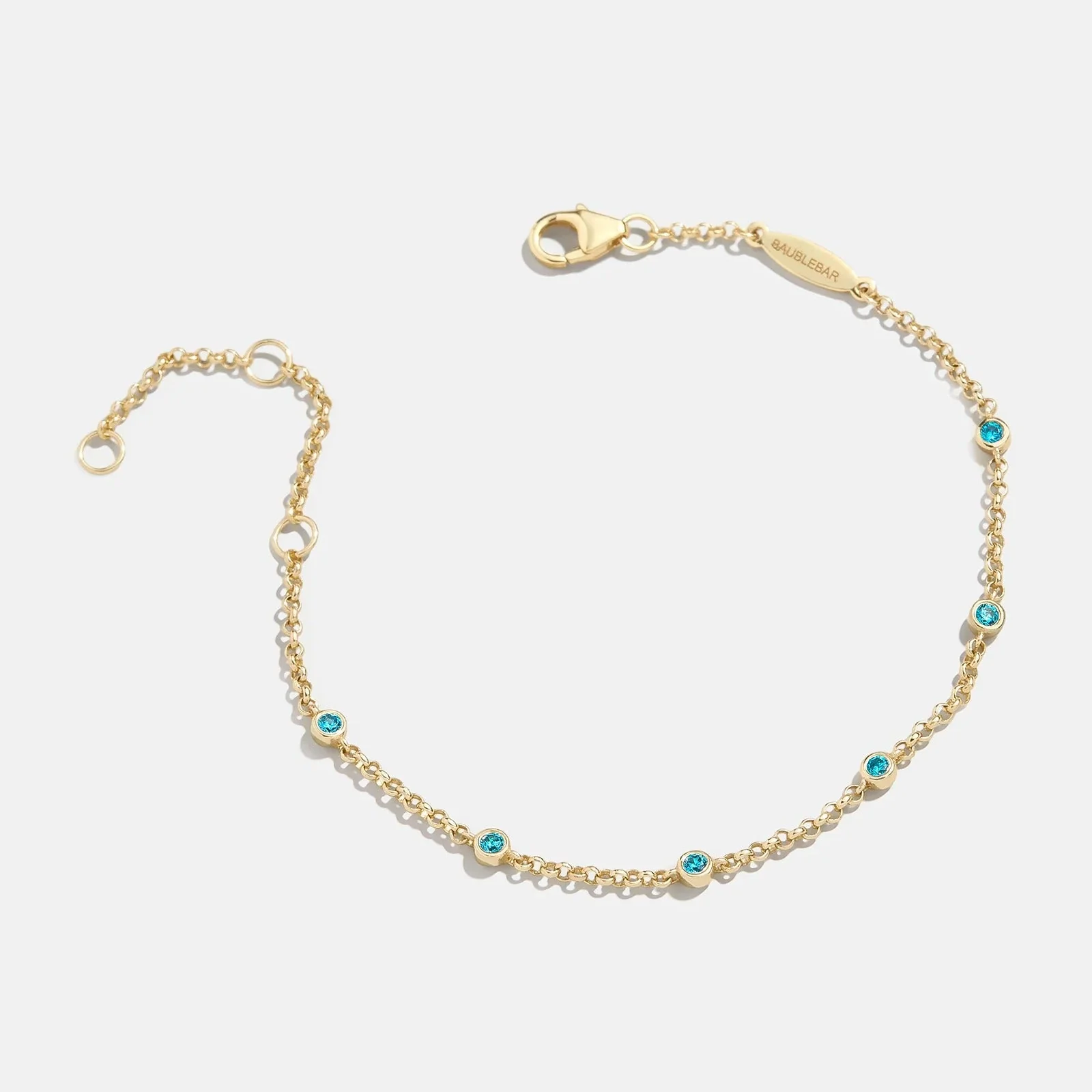 Yasmine 18K Gold Birthstone Bracelet - Blue Zircon