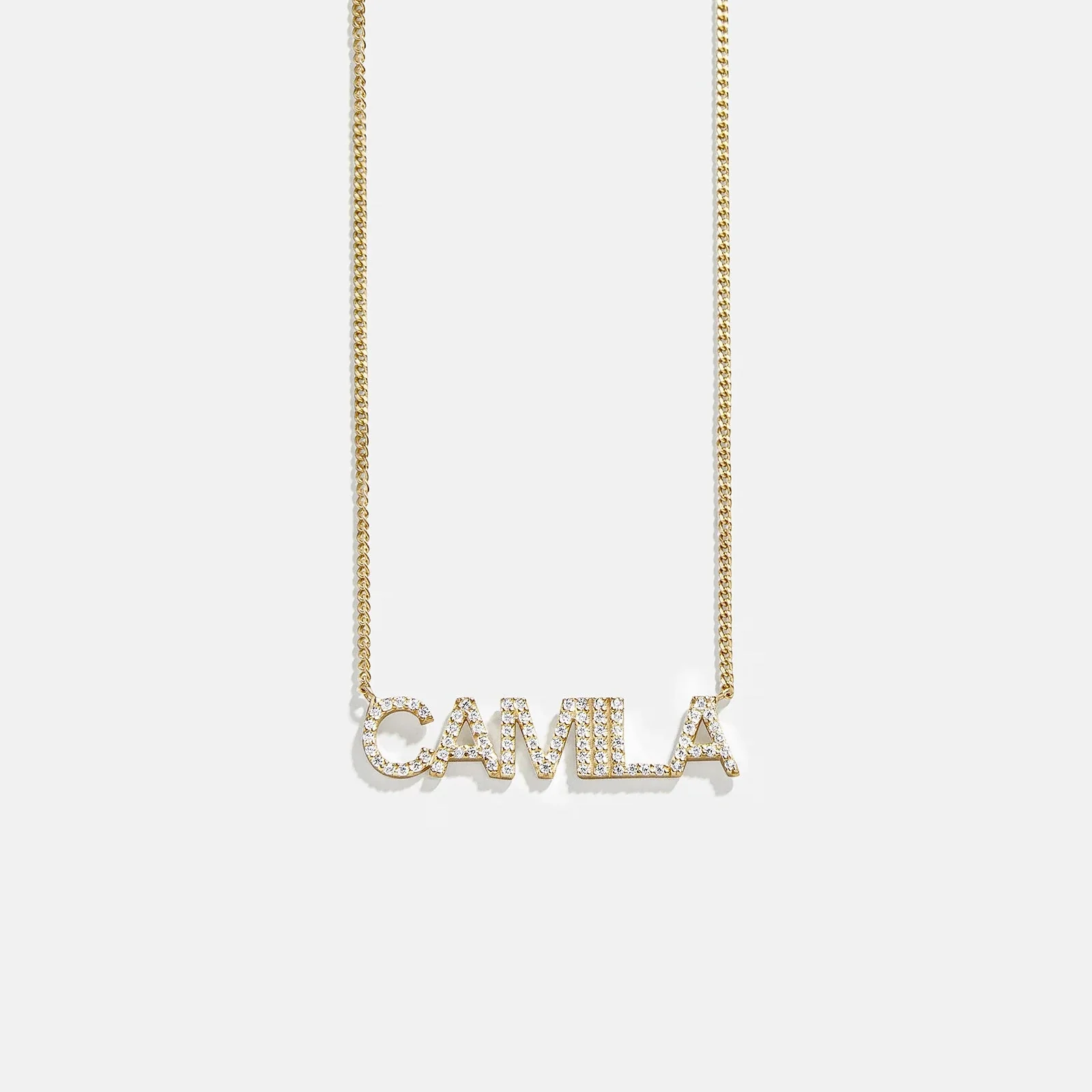 14K Gold Custom Nameplate Necklace - Block