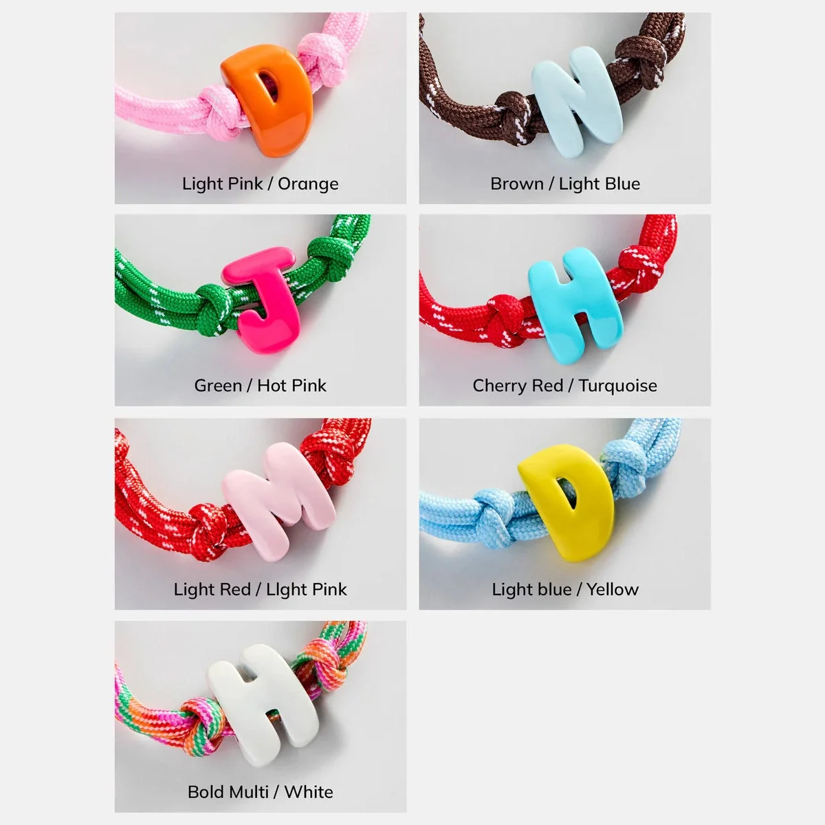 Knotty Enamel Initial Custom Bracelet - Multi/White Single Letter - Image 5