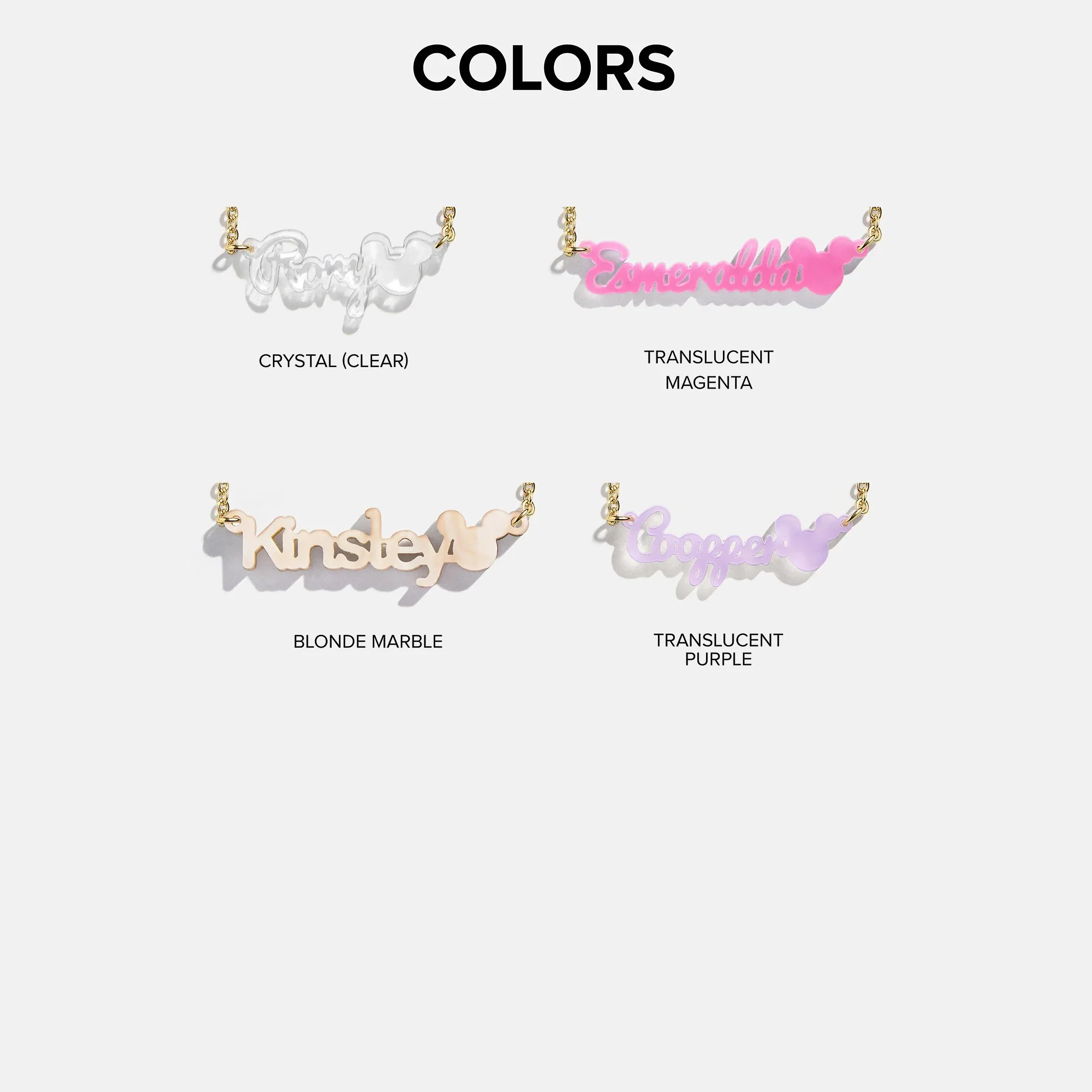 Disney Mickey Mouse Acrylic Custom Nameplate Necklace - Translucent Purple - Image 5