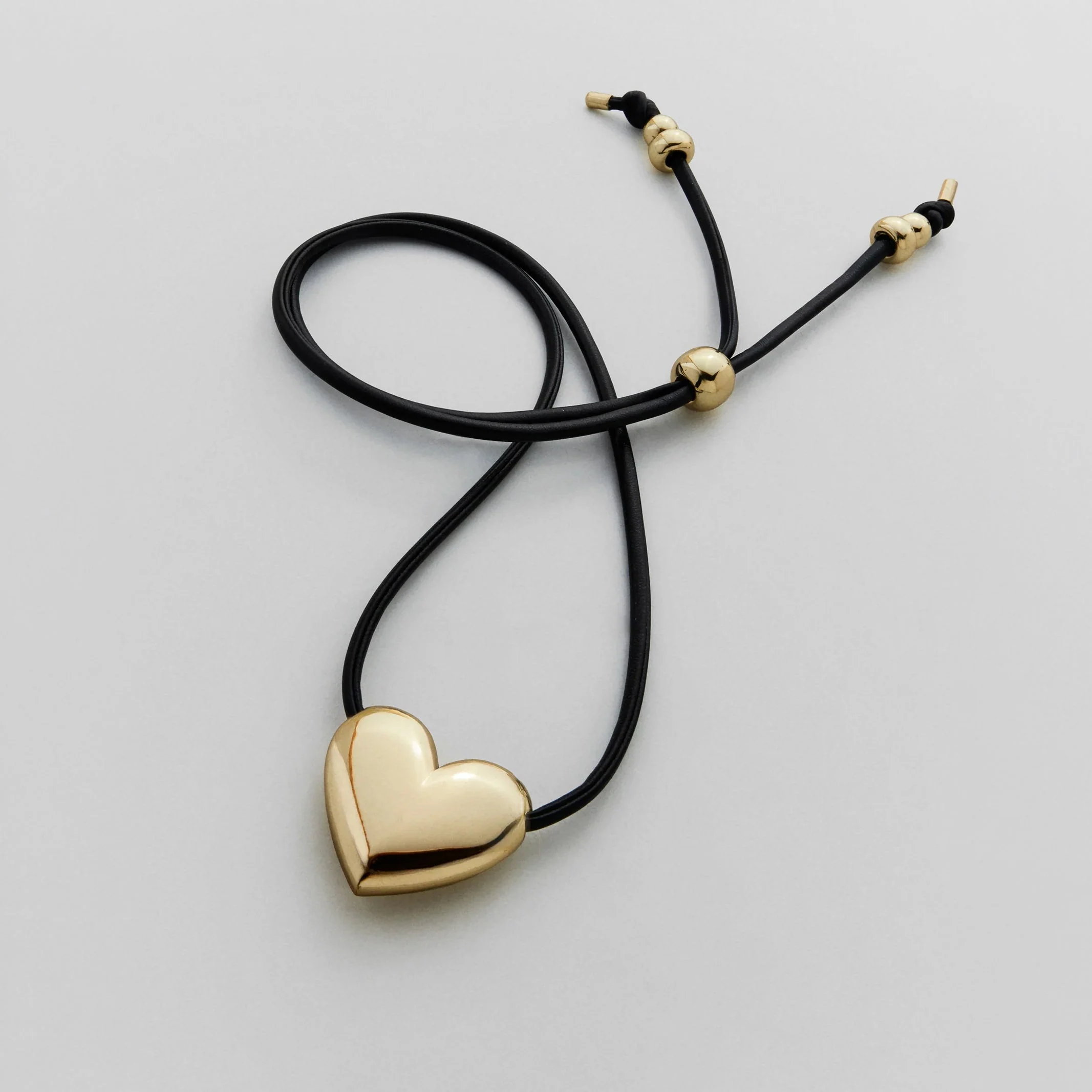 Millie Bubble Heart Cord Necklace - Gold